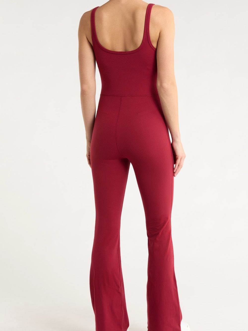 Red Ribbed Jumpsuit - Picture 2 of 4